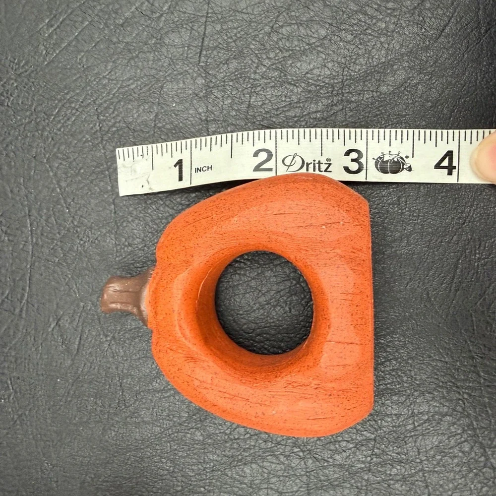 Set of 4 Rustic Orange Pumpkin Napkin Rings Fall Thanksgiving Table Decor Resin